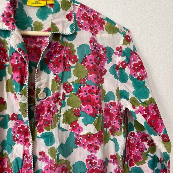 Roller Rabbit Floral Long Sleeve Button Down Pajama Shirt Women's Size Small - Picture 2 of 5